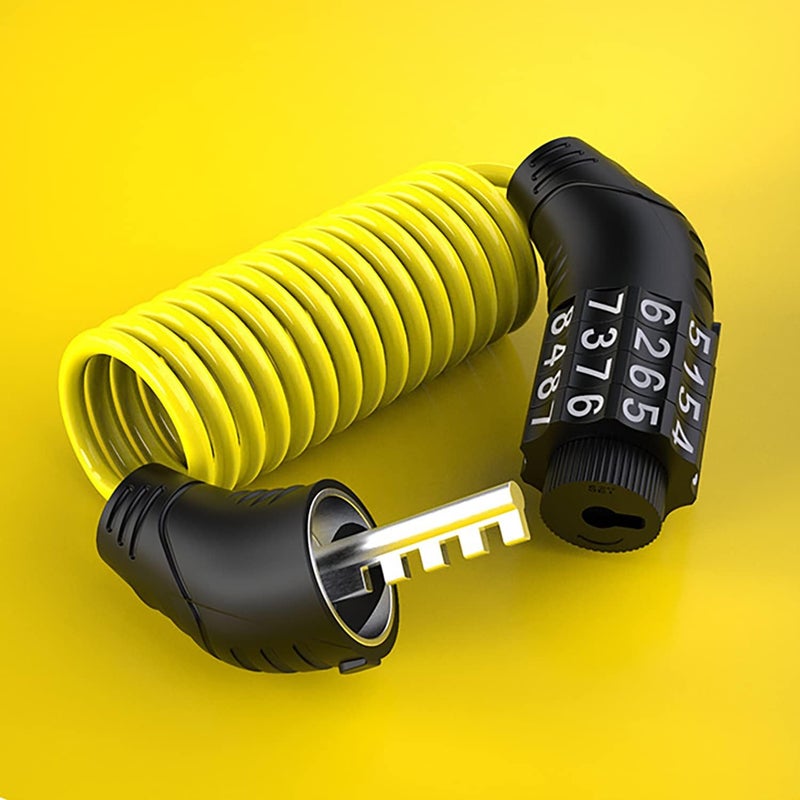 Windance 2pcs Motorcycle Helmet Lock Cable, Anti-Theft Retractable Luggage Lock with 4 Digit Password Combination Security Lock (Black+Yellow) - Image 5
